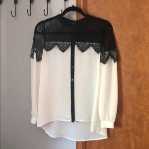 Black and white lace blouse